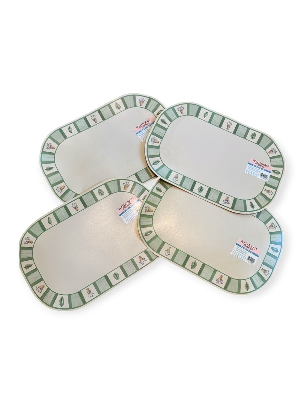 Vintage Pfaltzgraff Flower Garden Oval Reversible Vinyl Placemats Set 4 NEW